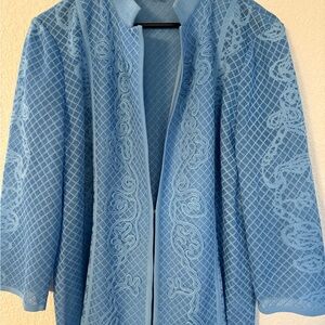 Ming Wang Light Blue Knit Jacket